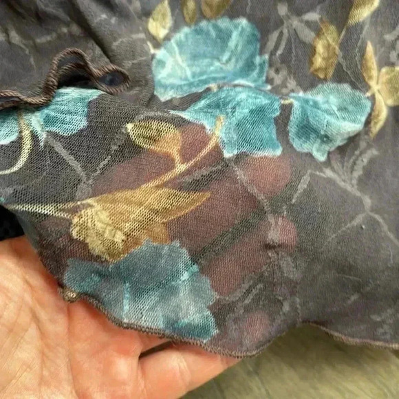 🔥Zara🔥 | Grey and blue floral sheer Y2K  long sleeve top - Picture 5 of 9